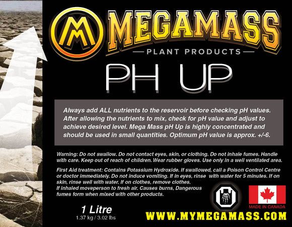Mega Mass - pH UP, Mega Mass Plant Products, IncrediGrow, IncrediGrow - Grow, Cannabis, Microgreens, Fertilizer, Calgary, Airdrie, Quickgrow, Amazing, Ecolighting, 