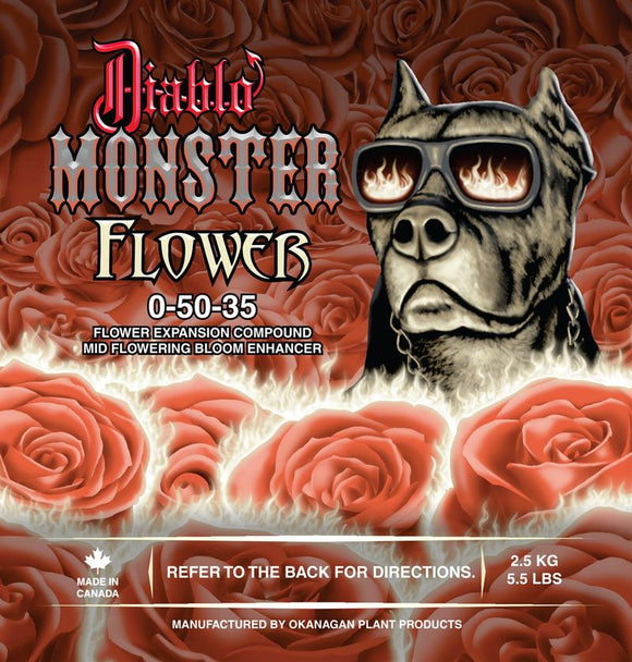 Diablo Nutrients - Monster Flower - IncrediGrow, bully, canadian, diablo, dog, doggo, frost, kelowna, mimosa, monster, npks, nutes, pit bull, pitbull, pupper, the one with the dog on it 