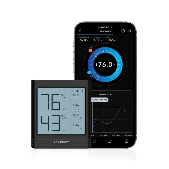 AC Infinity - Cloudcom B2, Smart Thermo-hygrometer With Data App, Integrated Sensor Probe